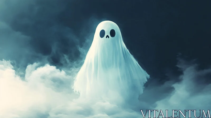 Ghostly Apparition in Foggy Darkness AI Image