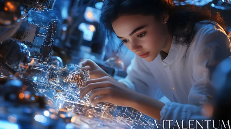 Woman Engineer Innovating with Futuristic Technology