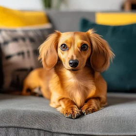 Cute Dachshund on Couch