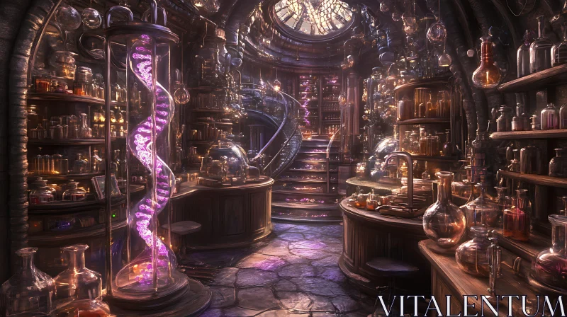 Mystical Science Lab with Glassware AI Image