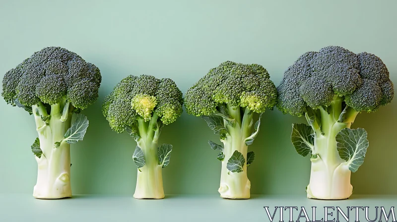 Four Broccoli Heads Still Life