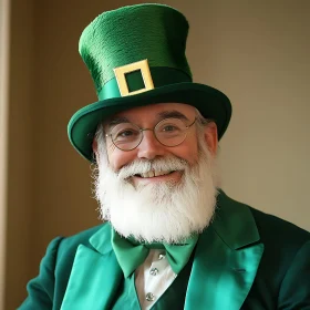 Smiling Man in Green Suit and Hat