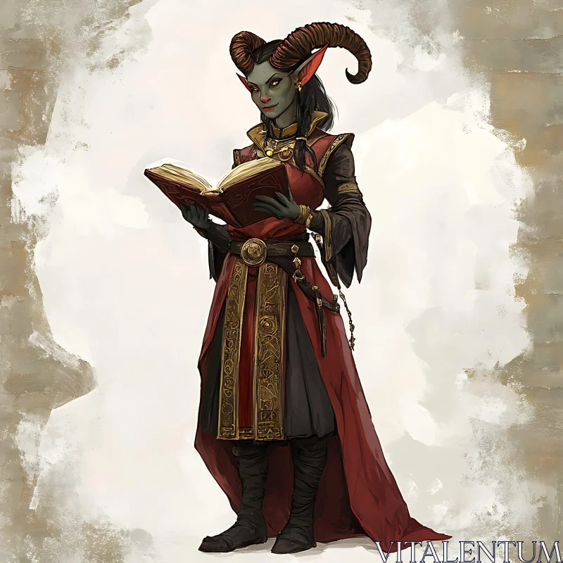 Horned Woman Reading a Book
