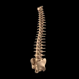 Human Spine Anatomy on Dark Background