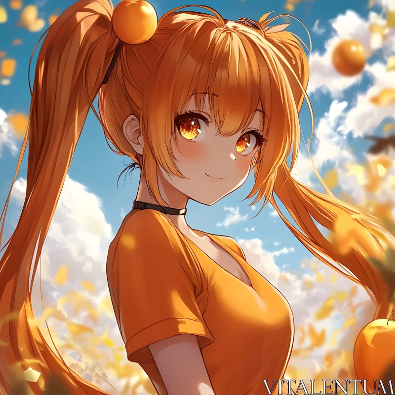 Cheerful Anime Girl with Twin Tails