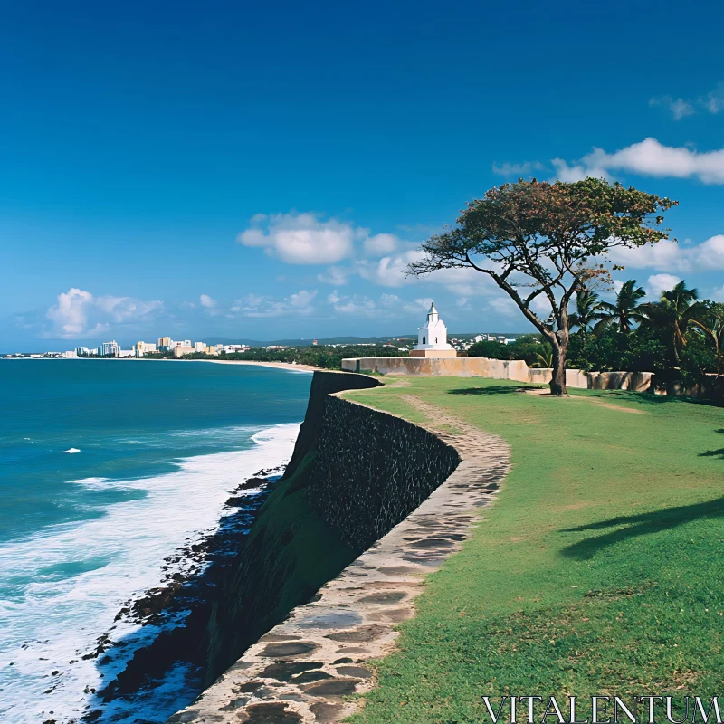 Coastal Landscape with White Building