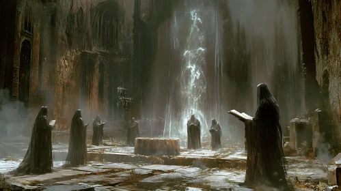 Dark Monks Under the Light Beam