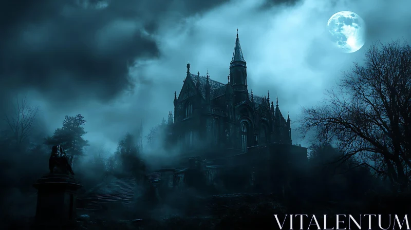 Foggy Gothic Architecture at Night