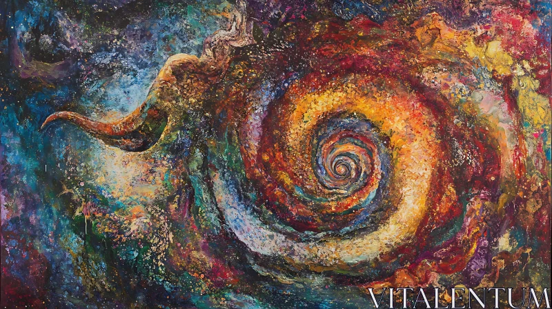 Abstract Galaxy Swirl: A Colorful Cosmic Art AI Image