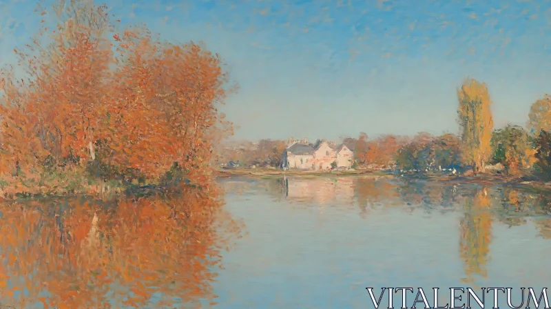Tranquil Waters Autumnal Reflection Art