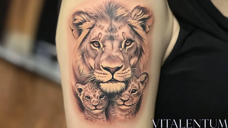 AI ART Lion Family Tattoo Art