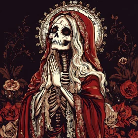 Gothic Skeleton in Prayer Art