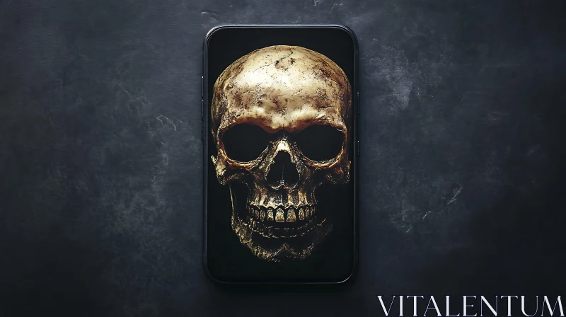 Smartphone Screen Featuring Skull Image