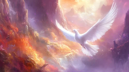 Serene Dove in Mountain Landscape