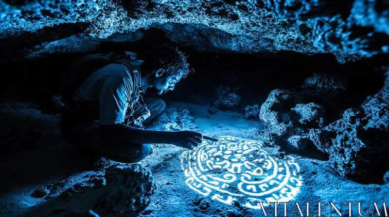 Glowing Symbol Cave Art AI Image