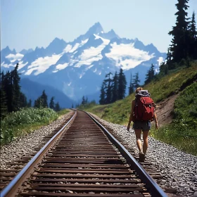 Hiking Railroad with Mountain View