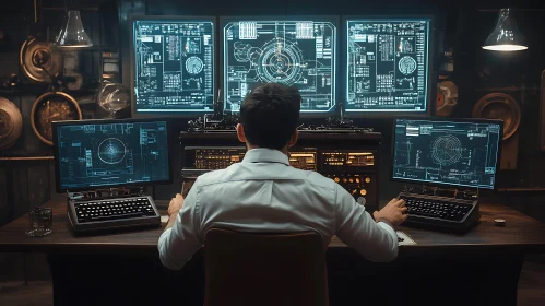 Data Analysis Station with Multiple Screens