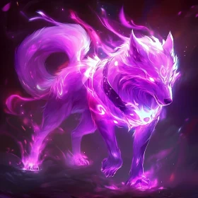 Ethereal Wolf in Purple Light