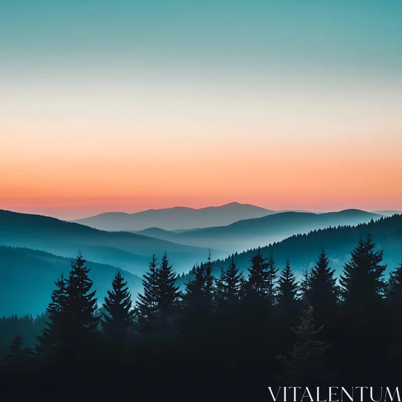 Layered Mountain Silhouette at Sunset