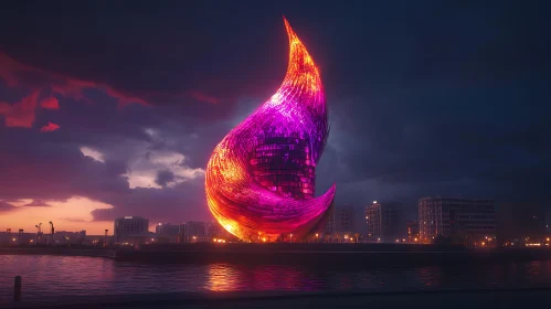 Surreal Flame Building Reflection