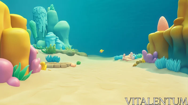 Colorful Cartoon Coral Reef Scene