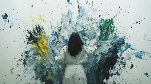 Colorful Explosion: Artistic Expression on Canvas