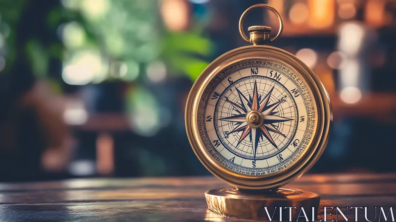 Antique Brass Compass Still Life