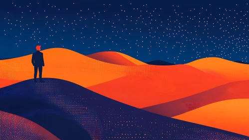 Night Watcher: Surreal Hilltop Scene