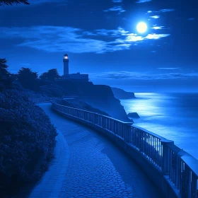 Moonlit Path to the Lighthouse