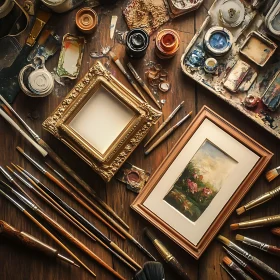 Painter's Still Life with Golden Frame