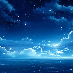 Night Sky Over the Ocean