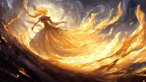 Golden Energy Woman Art