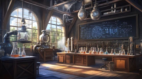 Old-fashioned Chemistry Laboratory Scene
