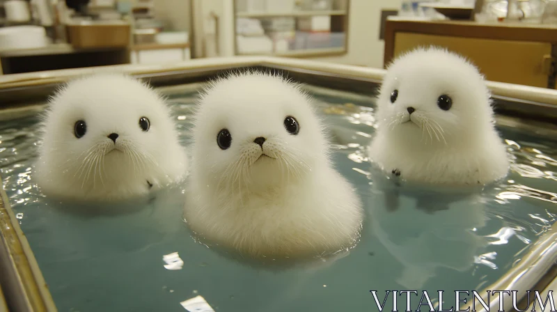 Fluffy Seal Pups Swimming