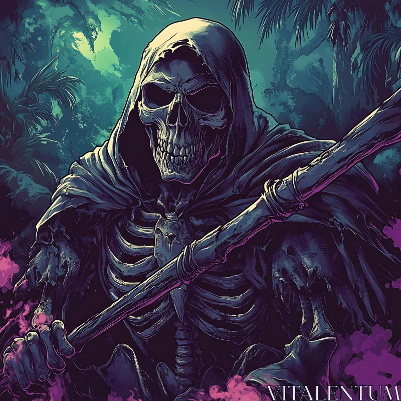 Hooded Skeleton with Staff Art