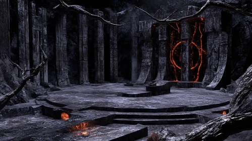 Forgotten Temple Ruins with Eerie Light