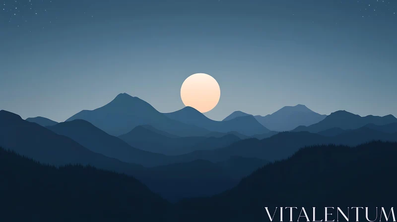 Peaceful Mountain Landscape at Night