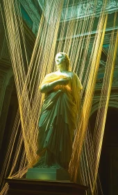 Classical Statue with Golden String Installation