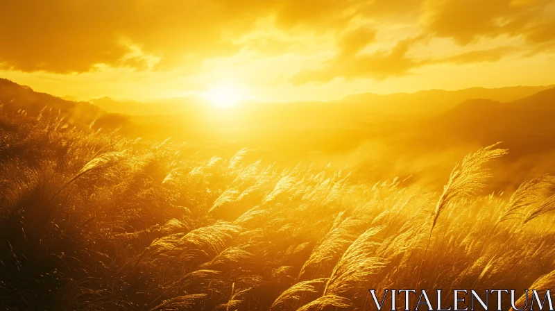 Sunset in a Tranquil Field