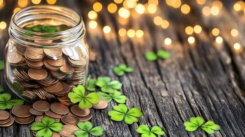 Jar of Coins with Shamrocks