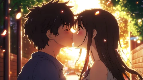 Anime Kiss at Sunset
