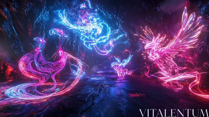 Ethereal Neon Phoenix Composition