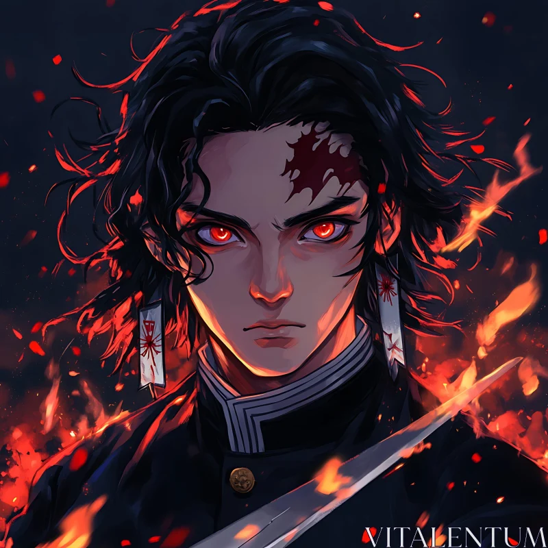 Anime Fire Warrior Portrait