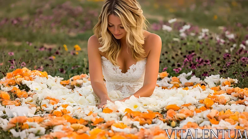 Floral Beauty: Woman in Flower Petals AI Image