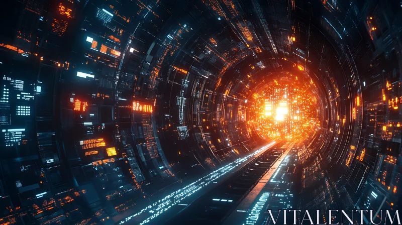 Futuristic Data Stream Tunnel