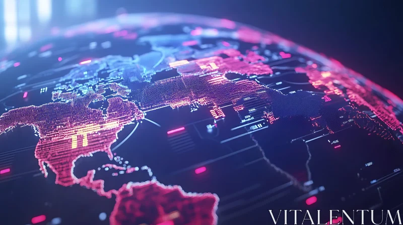 Illuminated World Map - Tech Concept