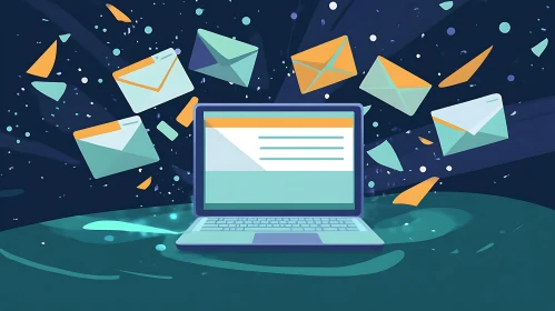 Digital Communication with Laptop and Envelopes