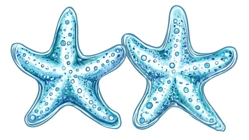 Paired Starfish Watercolor Illustration