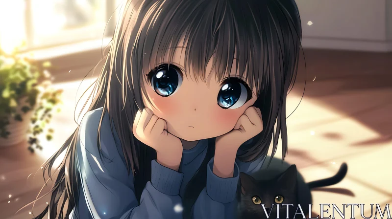 Tender Anime Moment in Sunlit Room