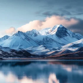 Winter Mountain Lake Reflection